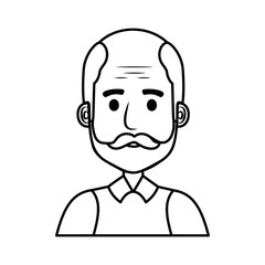 old man bald with mustache avatar character