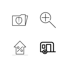 business simple outlined icons set