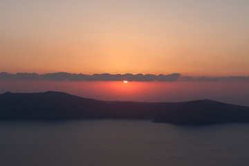 Sunset in Imerovigli in Santorini in Greece