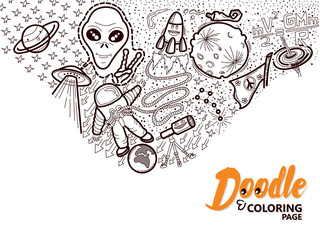 Coloring Book Doodle Space