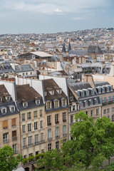 Fototapeta na wymiar Paris, aerial view beautiful buildings, typical parisian facades
