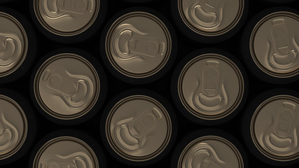 Big black soda cans on black background