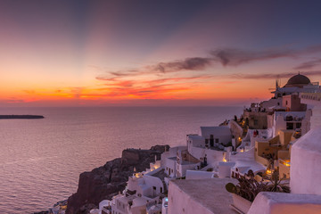 Fototapeta na wymiar Classic sunset in Oia in Santorini Greece