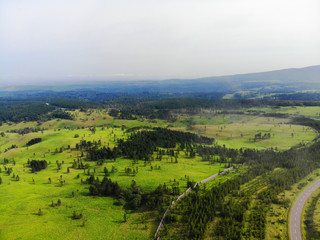 Aerial view of grassland from Bihoro peak, Hokkaido, Japan