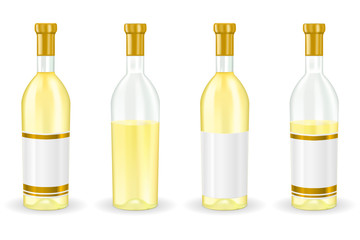 Bottles of white wine. Collection