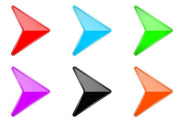 Colored shiny 3d arrows. Glass web icons