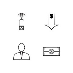 business simple outlined icons set