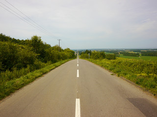 Long straight road called road to heaven, Hokkaido, Japan