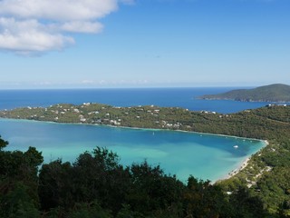 Fototapeta na wymiar Magens Bay and the Caribbean sea seen from an overlookat St. Thomas, United States Virgin Islands 