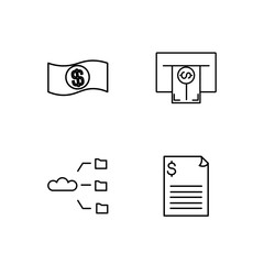 business simple outlined icons set