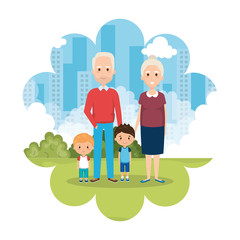 grandparents with grandsons on park