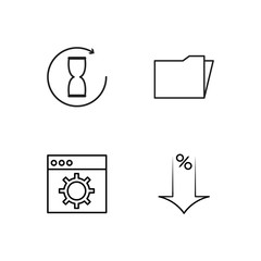 business simple outlined icons set