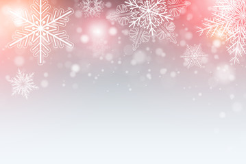 Fototapeta na wymiar Christmas background with snowflakes, winter vector illustration