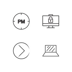 business simple outlined icons set