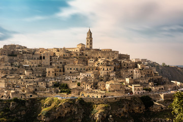 Fototapeta premium Panorama of the old city (Colle della Civita) of Matera, European Capital of Culture 2019
