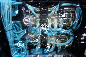 ICT - information and telecommunication technology and IOT - internet of things concepts. Diagrams...