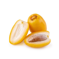 yellow raw date palm isolated on white background