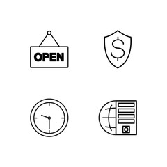 business simple outlined icons set