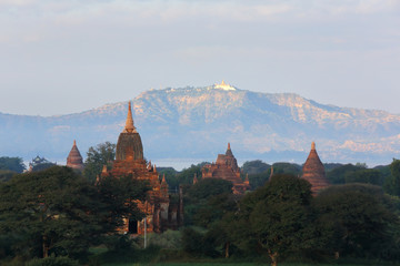 The land of thousand pagoda ancient, many ancient pagoda of bagan from shwesandaw temple in myanmar. The landmark tourism culture in Asian.