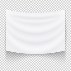 Hanging empty white textile banner