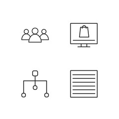 business simple outlined icons set