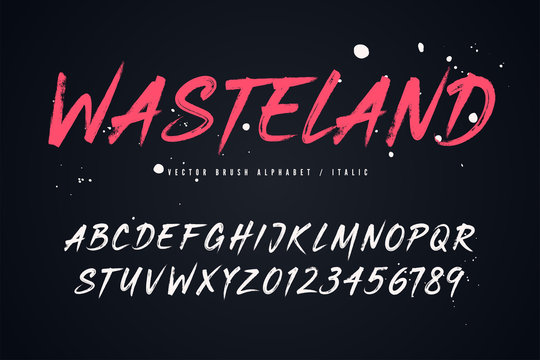Wasteland vector brush style font, alphabet, typeface
