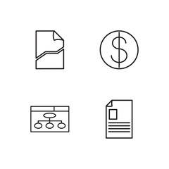 business simple outlined icons set