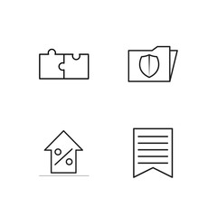 business simple outlined icons set