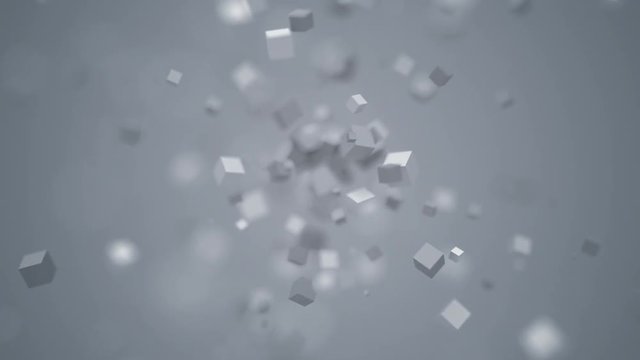 Abstract 3d rendering of geometric shapes. Computer generated loop animation. Modern background with cubes. Motion design, 4k UHD