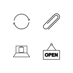 business simple outlined icons set