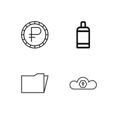 business simple outlined icons set