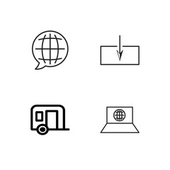 business simple outlined icons set