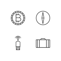 business simple outlined icons set