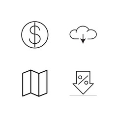 business simple outlined icons set