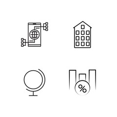 business simple outlined icons set