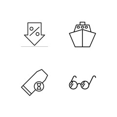 business simple outlined icons set