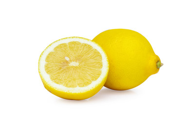 Closeup fresh lemon fruit isolated on white background.