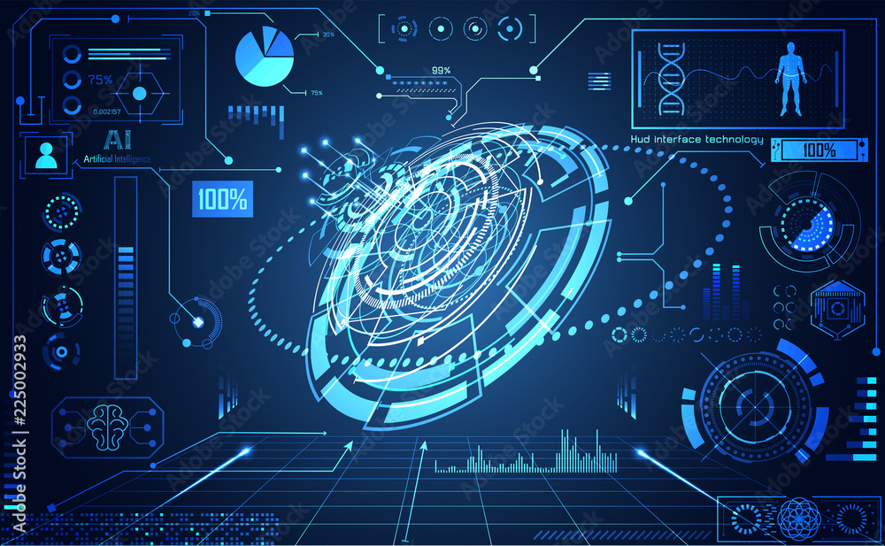 Poster abstract technology ui futuristic concept hud interface hologram elements of digital data chart, com