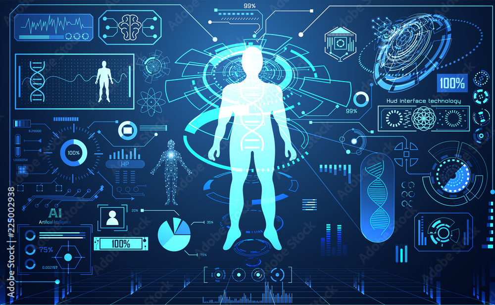 Poster abstract technology ui futuristic concept hud interface hologram elements of digital data chart, com