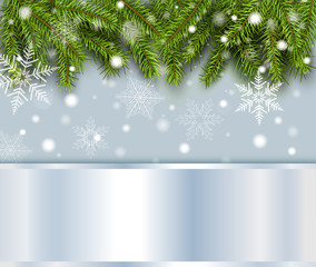 Fototapeta na wymiar Christmas background pine tree with snow