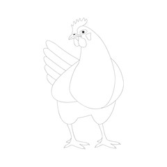 chicken   vector illustration  lining draw  profile 