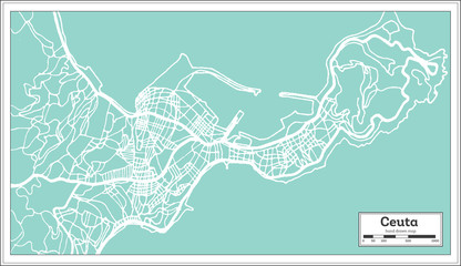 Ceuta Spain City Map in Retro Style. Outline Map.