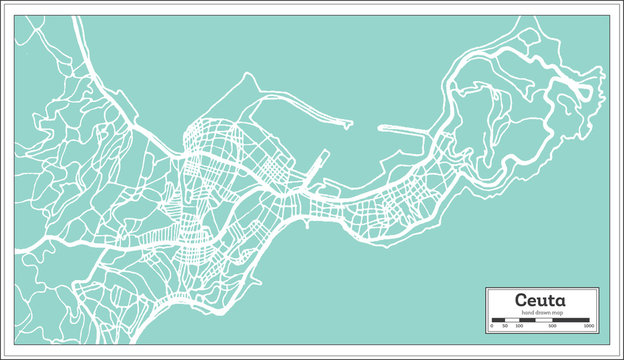Ceuta Spain City Map in Retro Style. Outline Map.