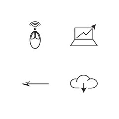 business simple outlined icons set