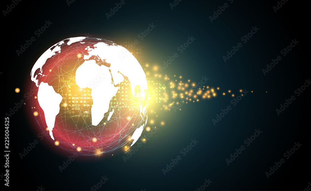 Poster abstract technology concept global network connection futuristic earth globe virtual hologram commun