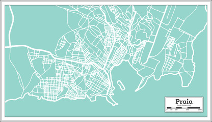 Praia Cape Verde City Map in Retro Style. Outline Map.