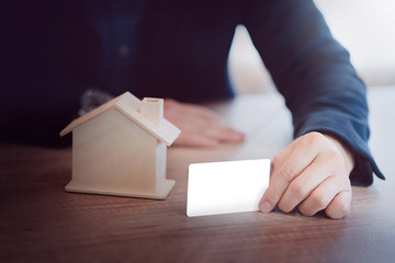 Businessmen use credit card to buy home decor item. loan through the bank to apply for a home loan....