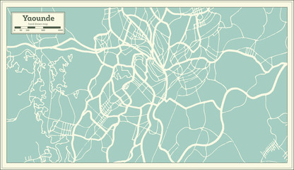 Fototapeta premium Yaounde Cameroon City Map in Retro Style. Outline Map.