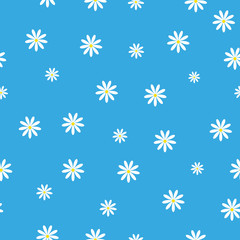 seamless pattern with daisies on a blue background