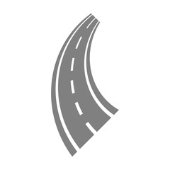 Winding curved road or highway with markings. Direction, transportation set